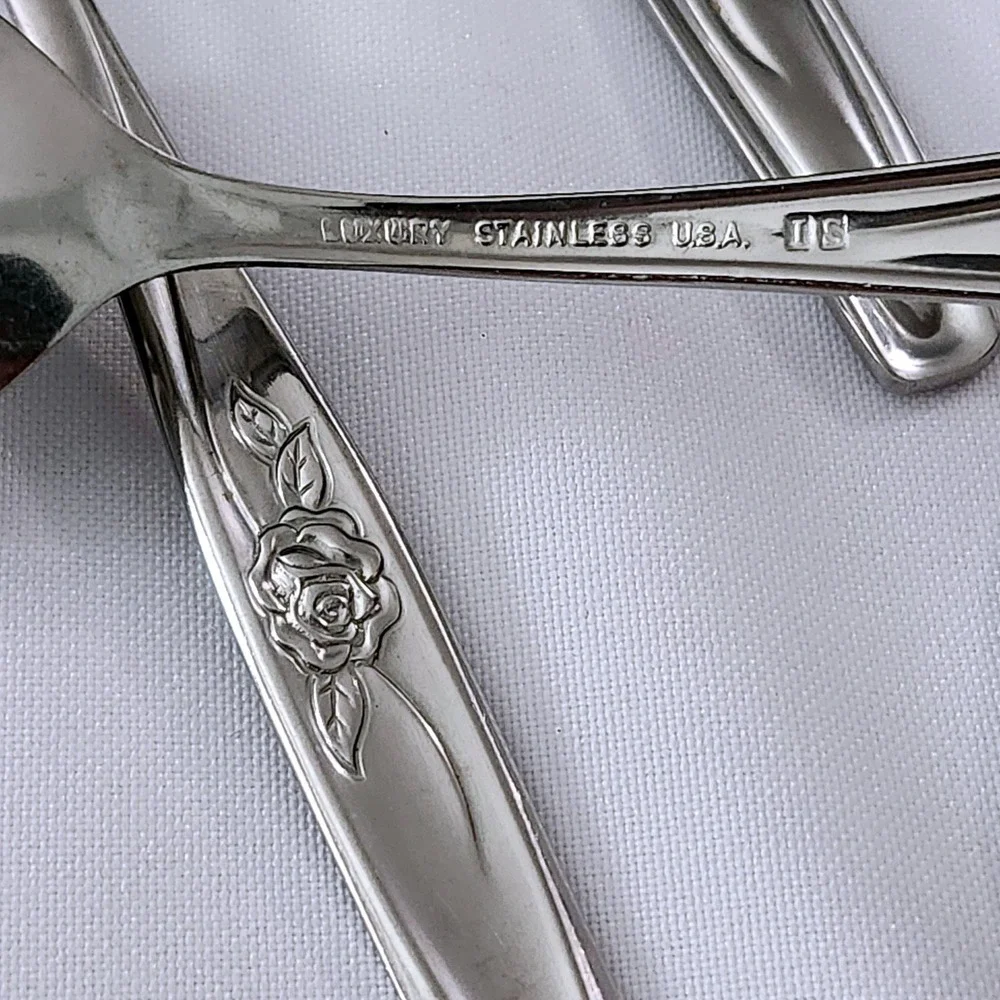 Luxury International Silver Random Rose Stainless Flatware 13pc USA Mixed Lot